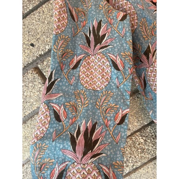 Boden Womens Tunic Top Size 6R Pineapple Print Blue & Pink Bohemian Style Cotton - Picture 9 of 14
